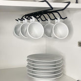Organizador De Xícaras Para Armário De Encaixar Preto Fosco Linha Black - Ela Decora